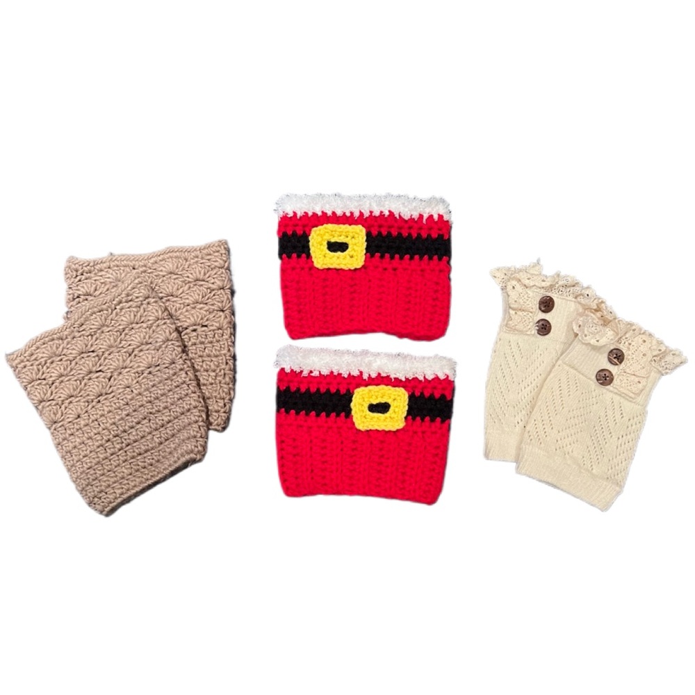 Boot Cuffs, set of 3, Tan, Santa, Ivory
